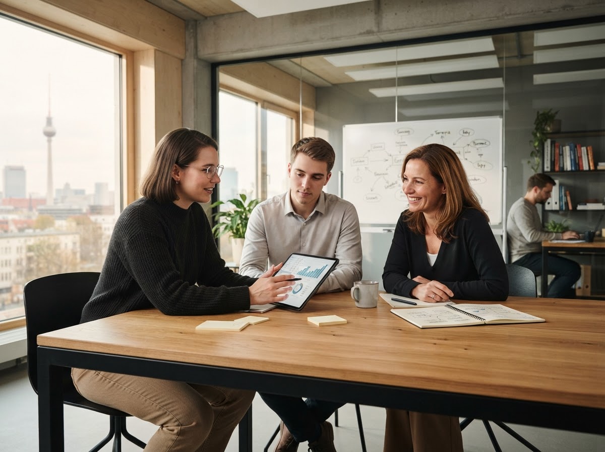 Bürgtruhung Team bei der Arbeit an Analysemodellen